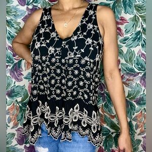 AE Black Lace Eyelet Tank Top